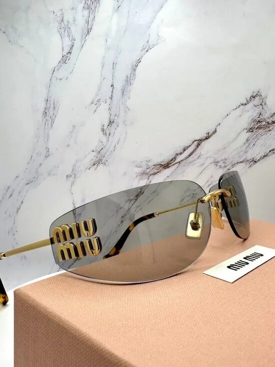✨ Miu Miu Rimless Grey Tinted Logo Sunglasses ✨